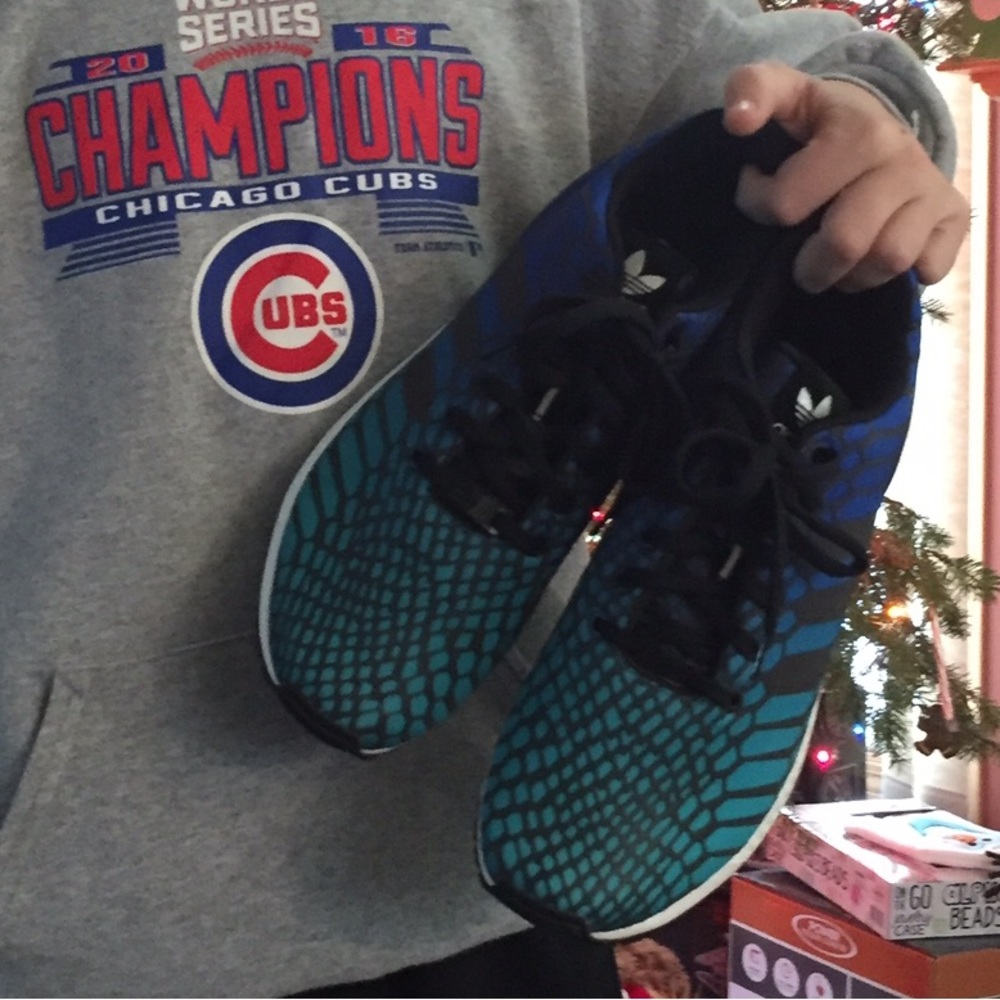 NWOT Reflective Holographic ZX FLUX XENO Blue Black Turquoise Adidas Shoes B2444 - Picture 11 of 17